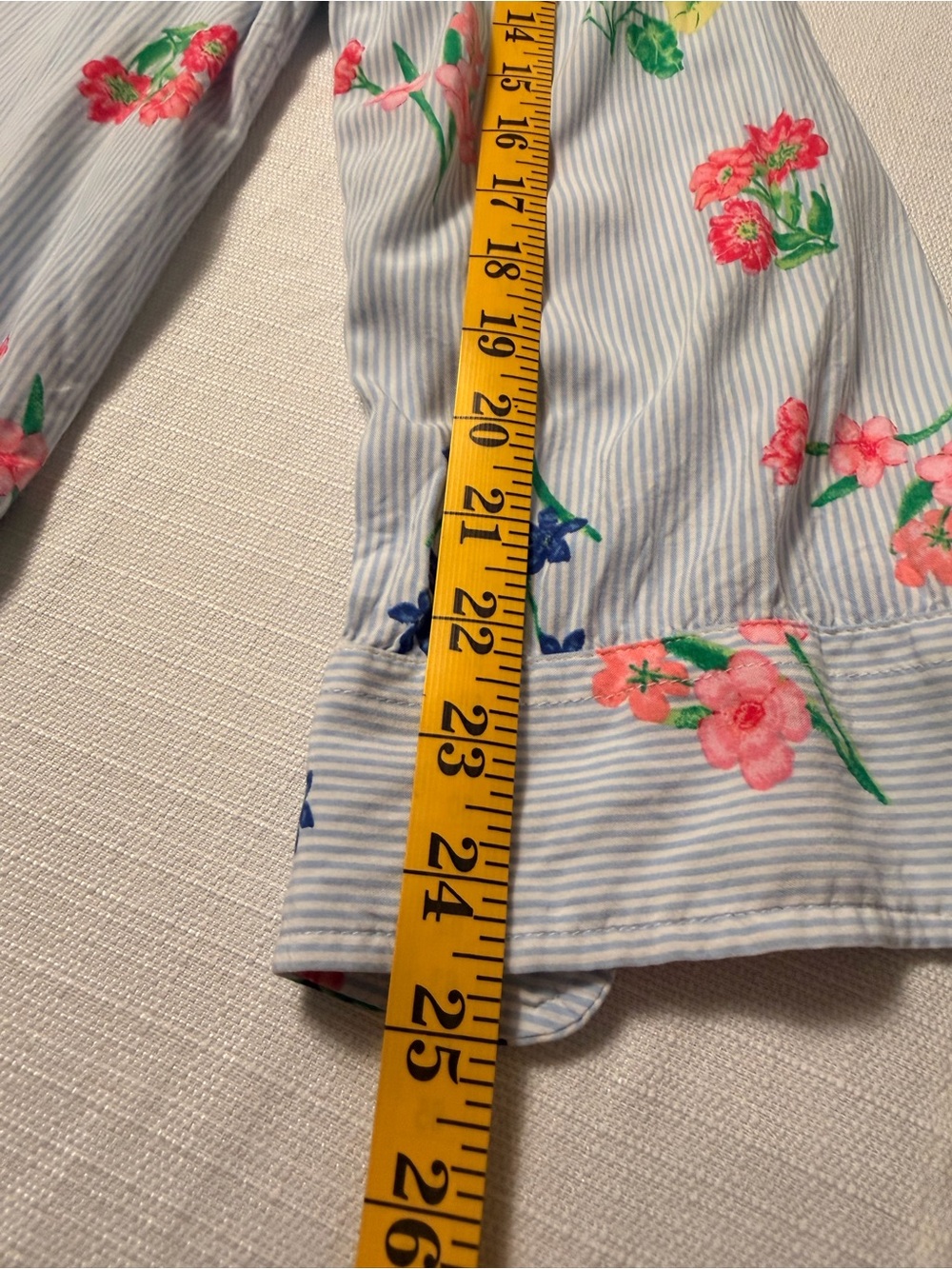 Talbots Light Blue Striped Floral Popover Blouse - Picture 5 of 7